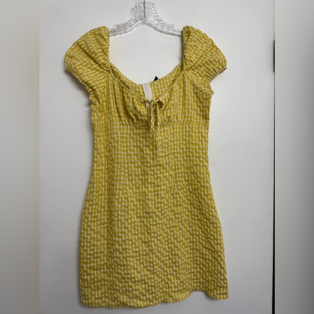 Yellow gingham casual spring dress